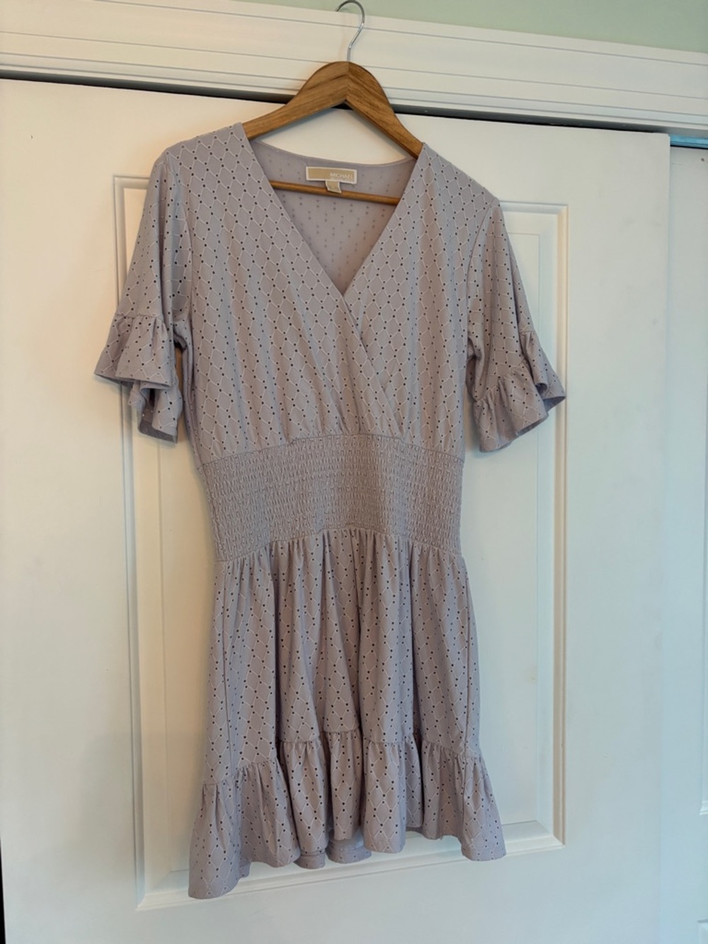 Michael Kors Lavender Eyelet V-Neck Mini Dress